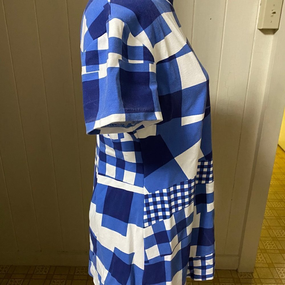ETRE CECILE sz L GINGHAM A Line Mini Dress Blue - Picture 3 of 8